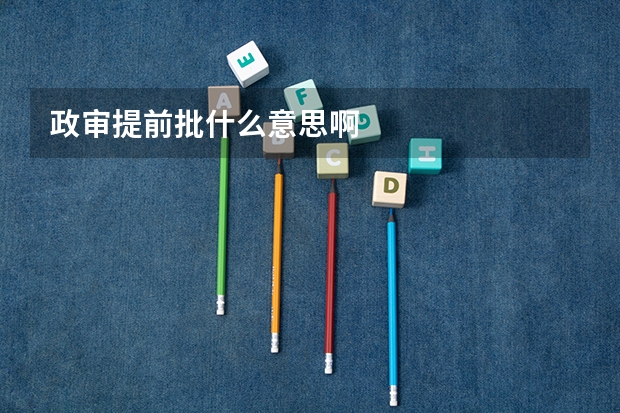 政审提前批什么意思啊